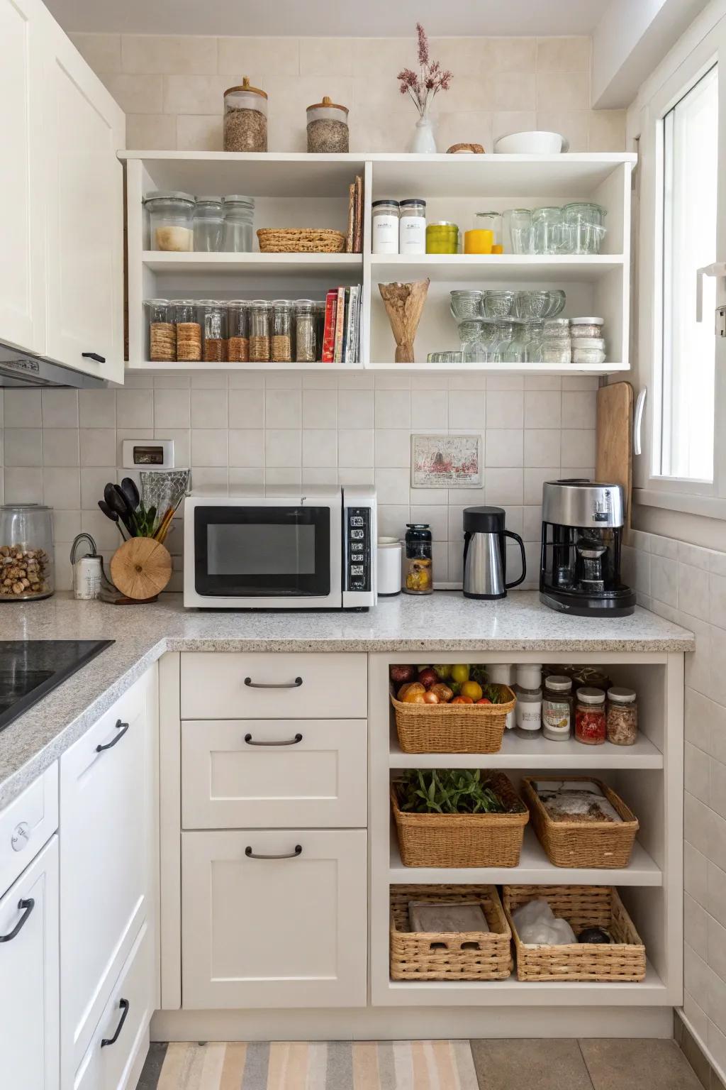 Shifting appliances frees up valuable counter space in the kitchen.