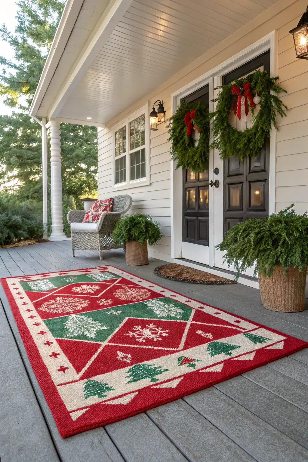 Add character with a festive porch rug.