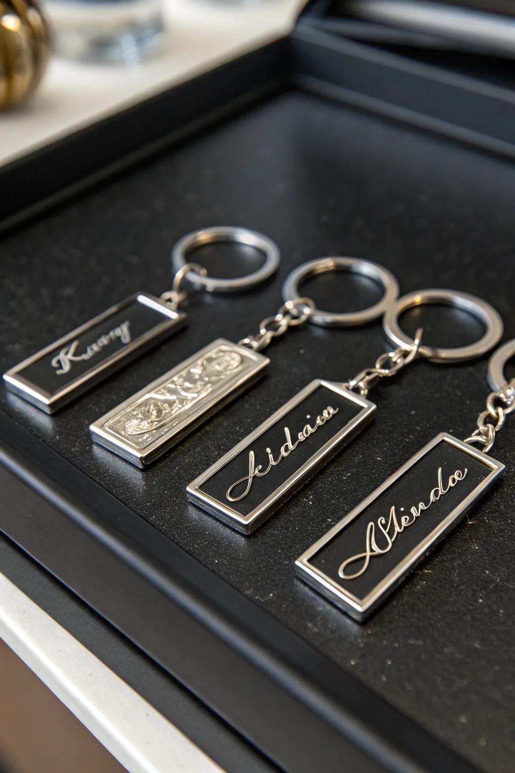 Nameplate keychains: your names, forever intertwined.