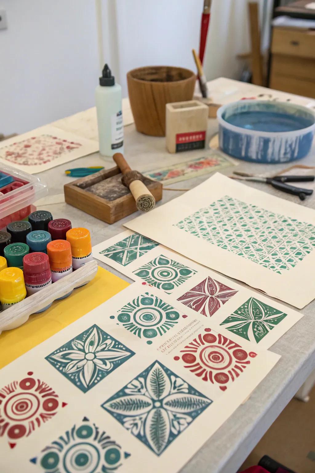 Block prints showcasing creative designs.