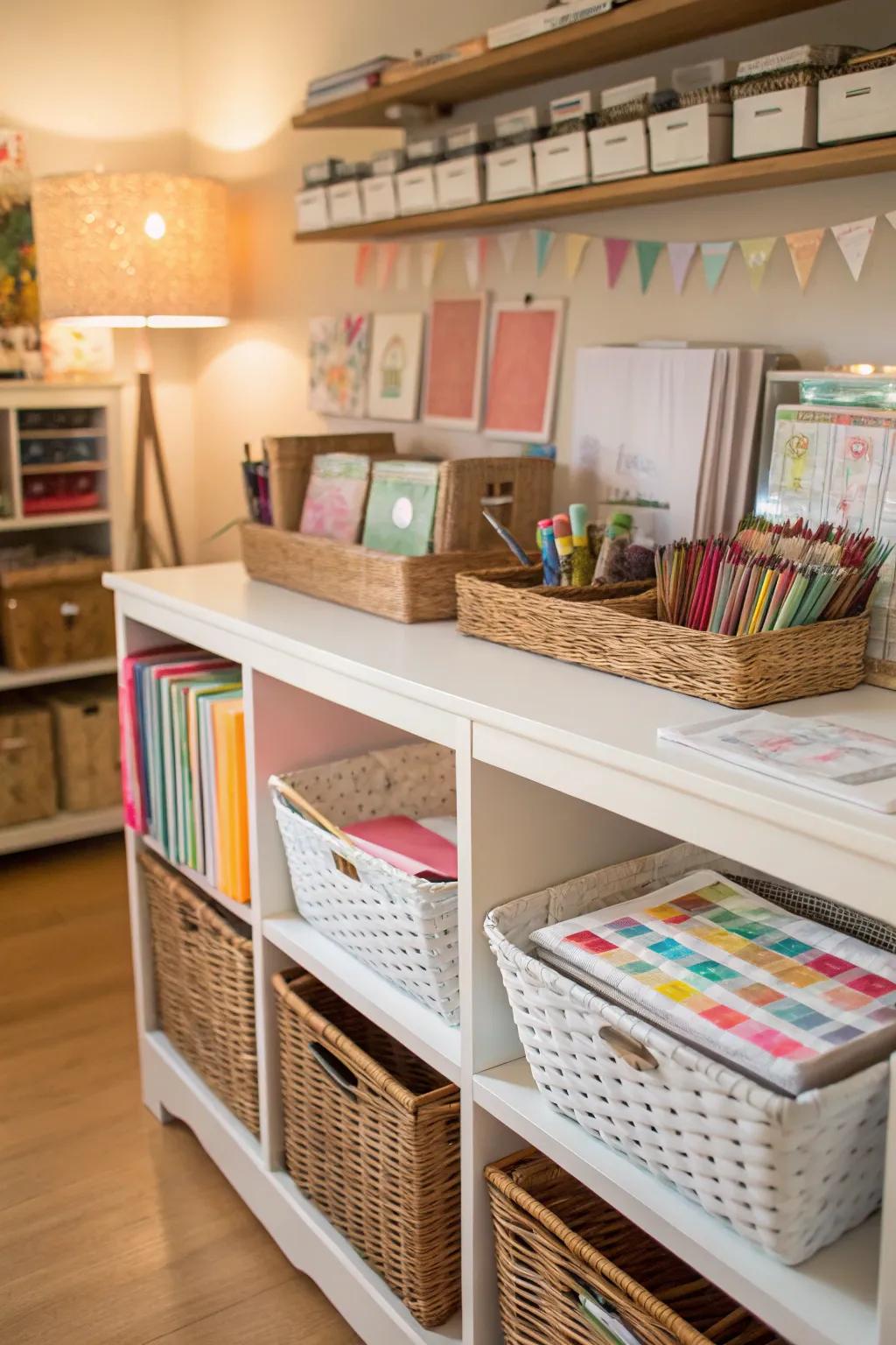 Under-shelf baskets expand your storage options.