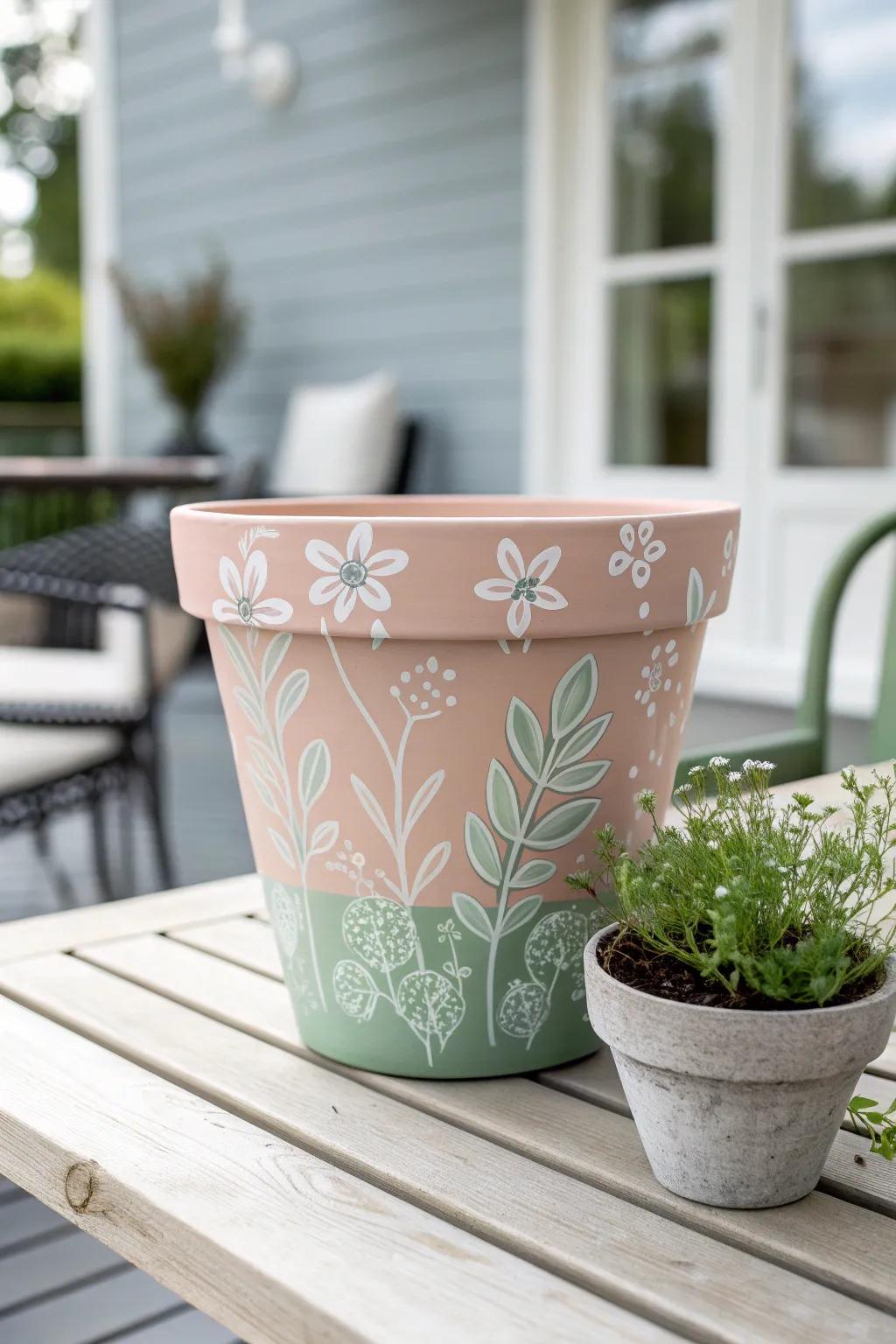 Add a touch of personality to your garden with hand-painted pots that embrace minimalist elegance.