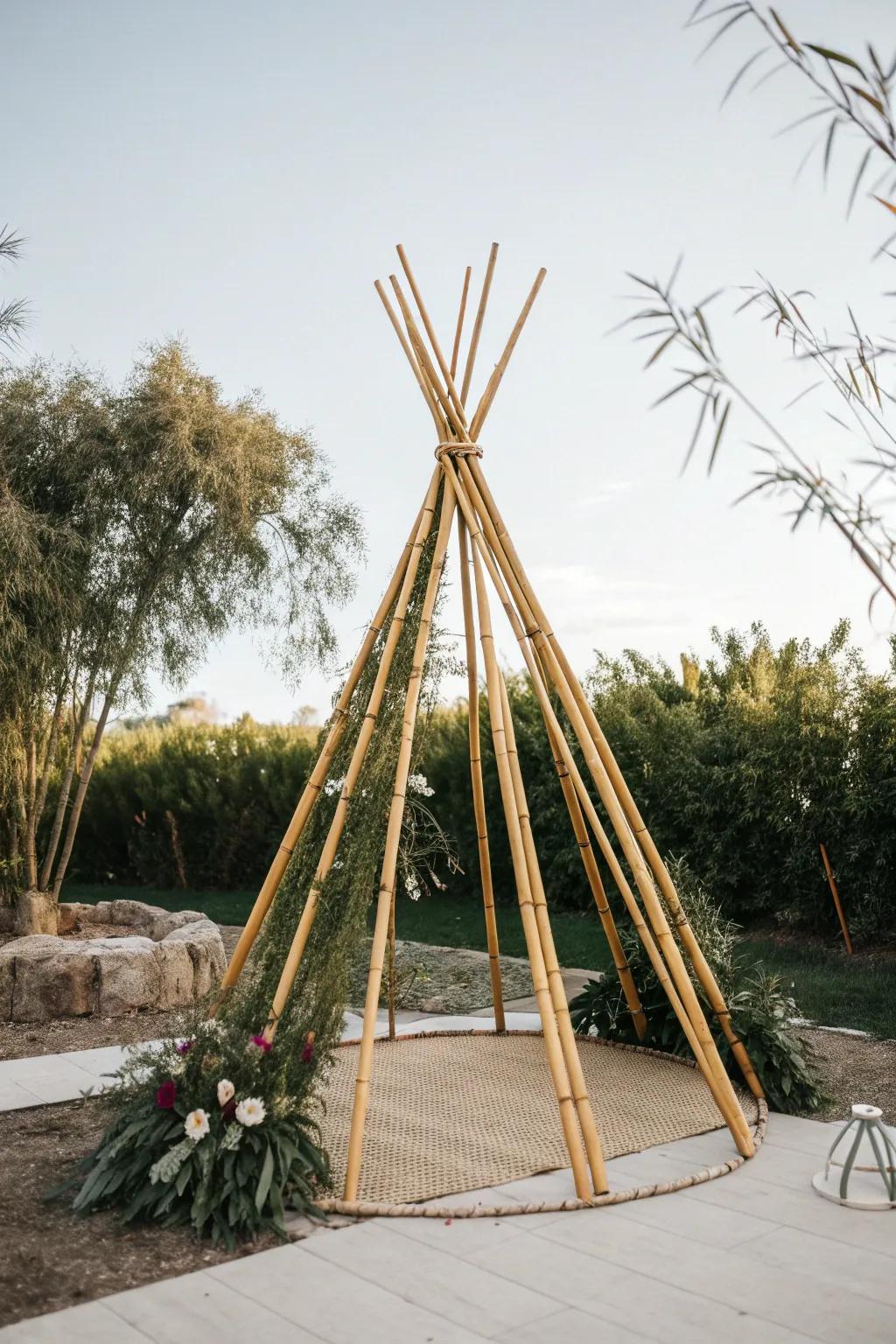 Elevate your garden's style with a touch of boho elegance: Bamboo Garden Teepee.