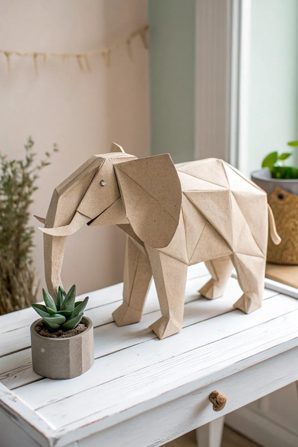 Bring a touch of whimsy to your space with this charming crate paper elephant!