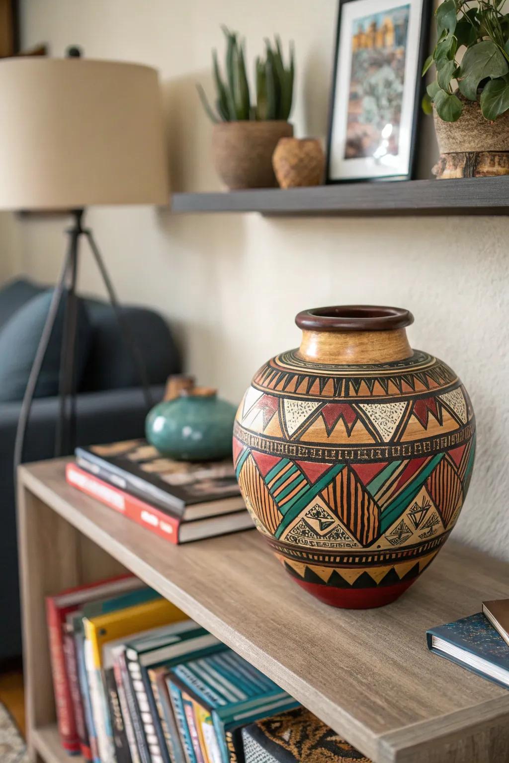 A Tonto Polychrome jar adds a splash of color to your home.