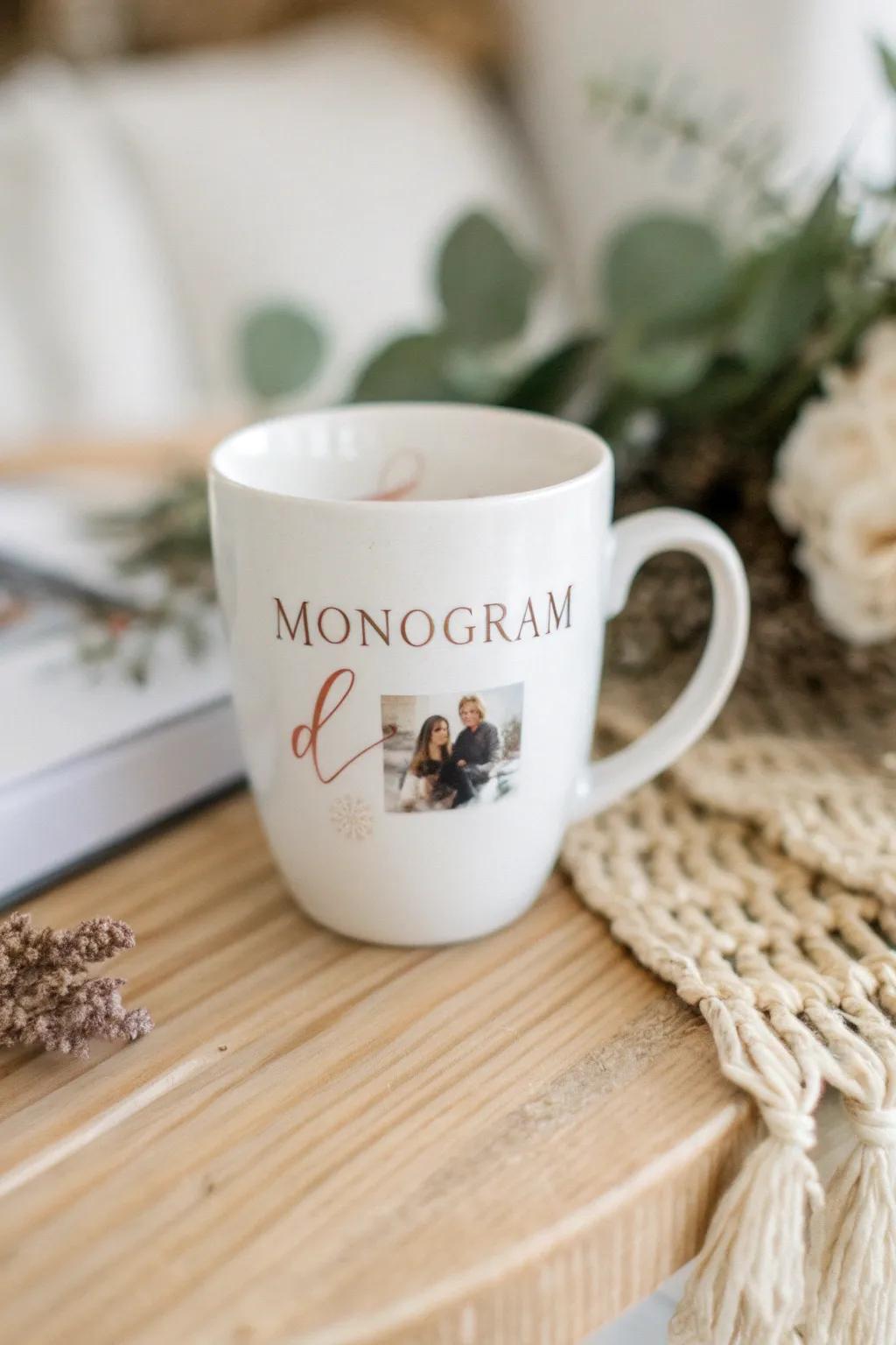 Sip your story: Elegantly monogrammed mugs that capture cherished memories.