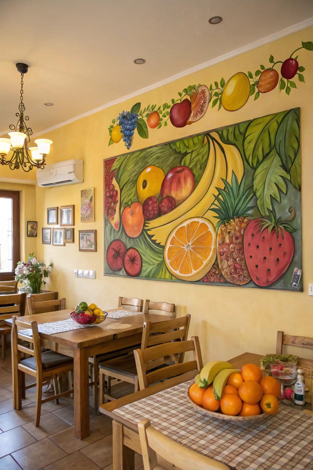 Fanciful fruit paintings infuse your kitchen with color and fun.