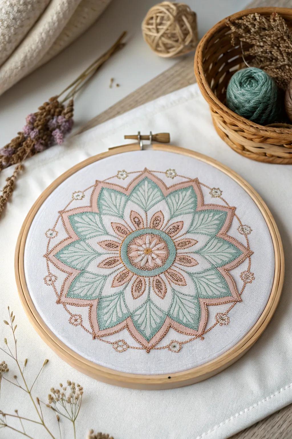Embrace tranquility with this exquisite mandala cross stitch, where simplicity meets intricate beauty.