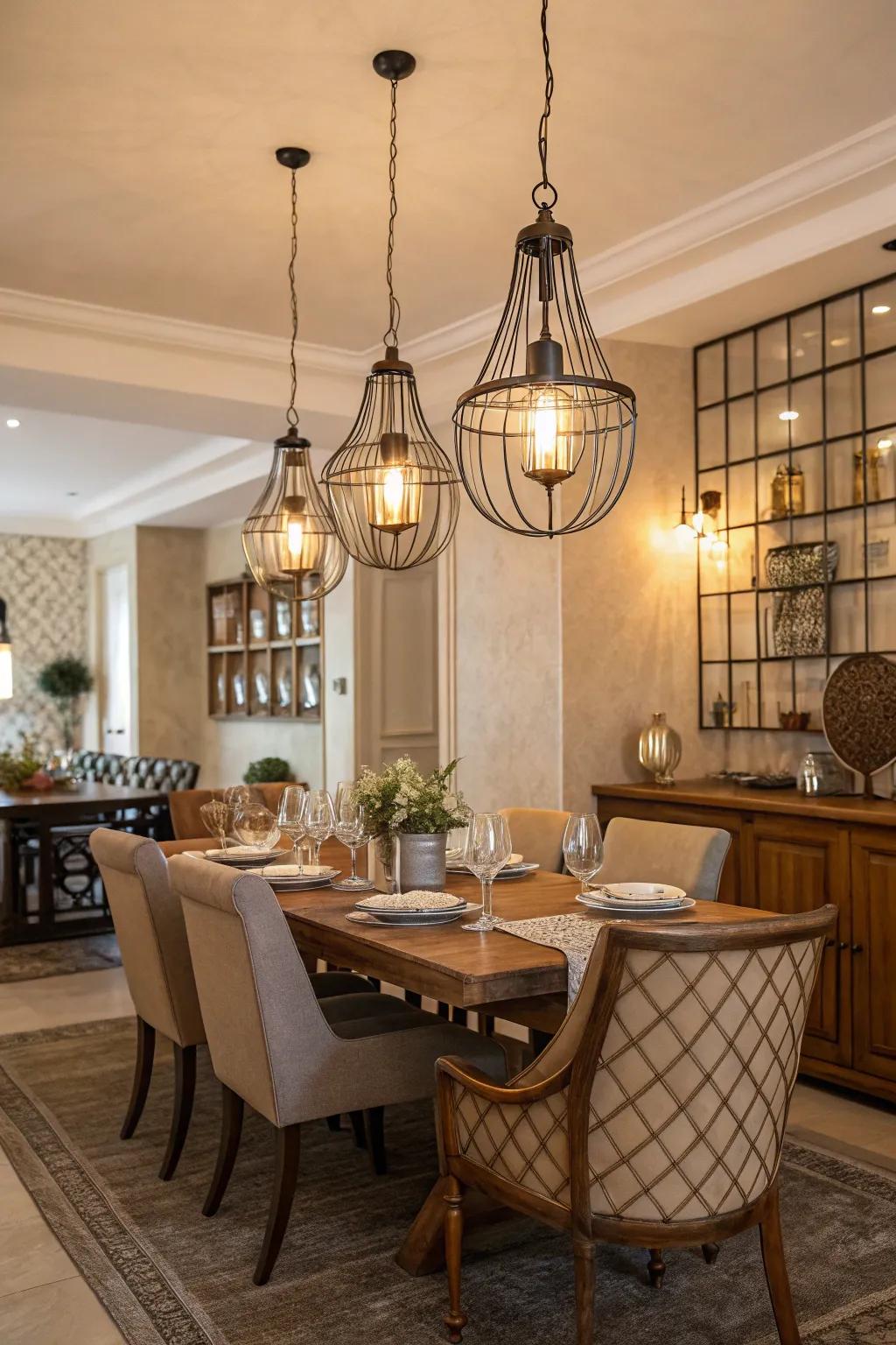 Vintage lighting brings nostalgic charm to your dining room.