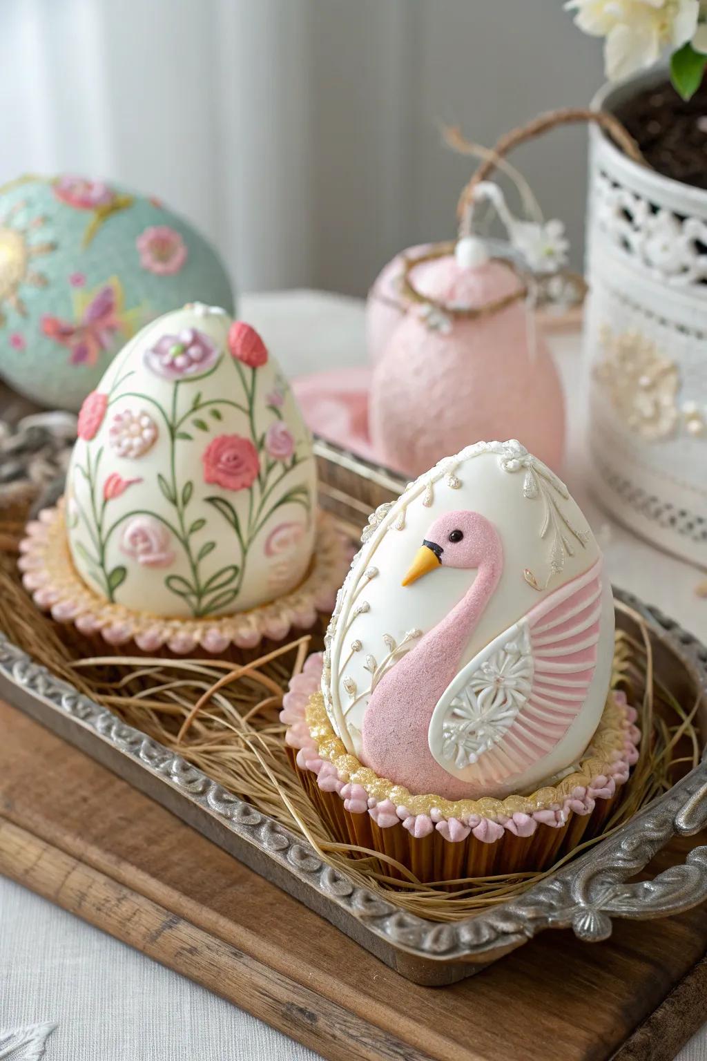 Swan and flamingo Easter eggs offer a unique twist to traditional Easter decorations.