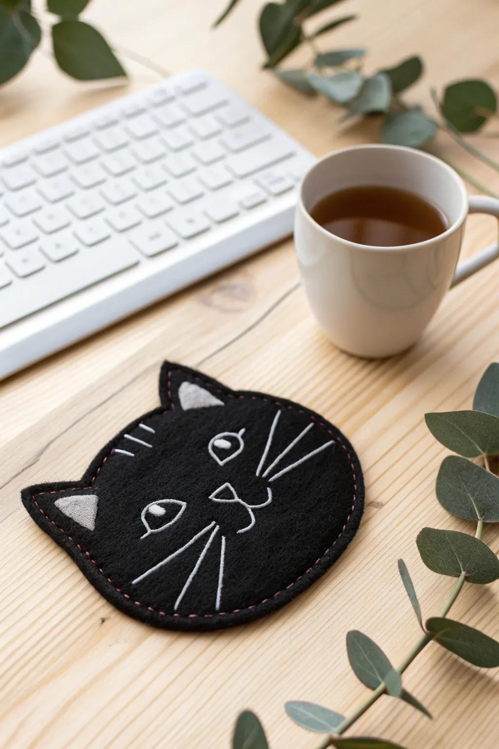 Add a touch of Halloween magic to your workspace with these charming DIY black cat coasters!