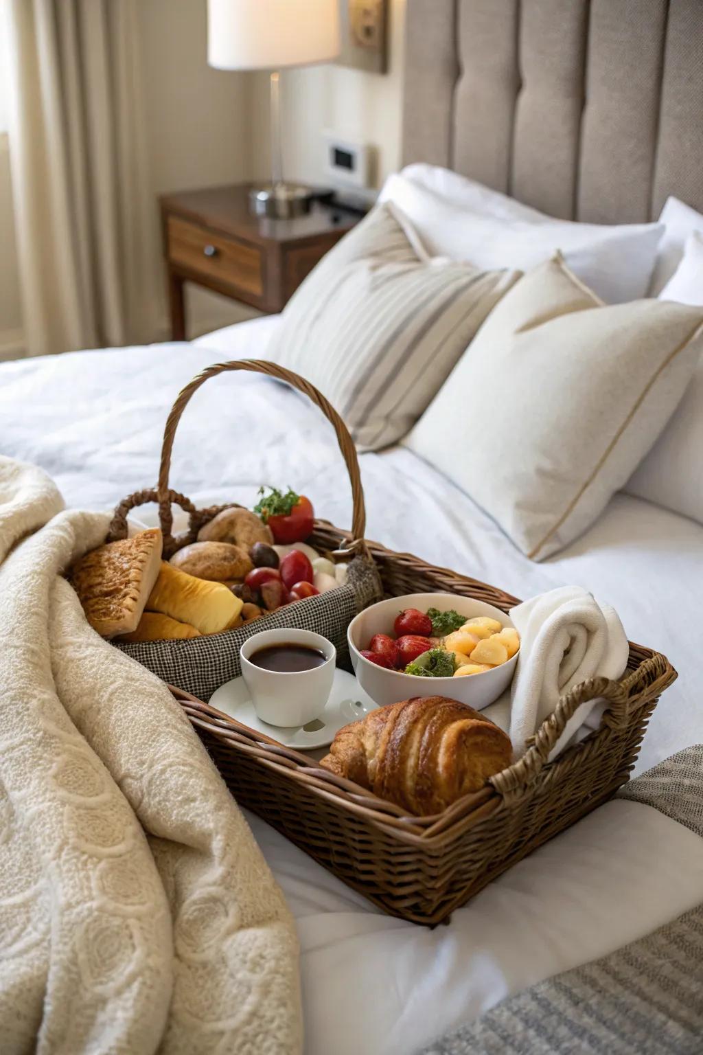 A deluxe breakfast-in-bed basket for cozy and indulgent mornings.