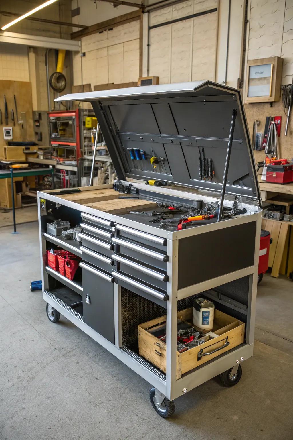 Switch between surfaces with this convertible top workbench.