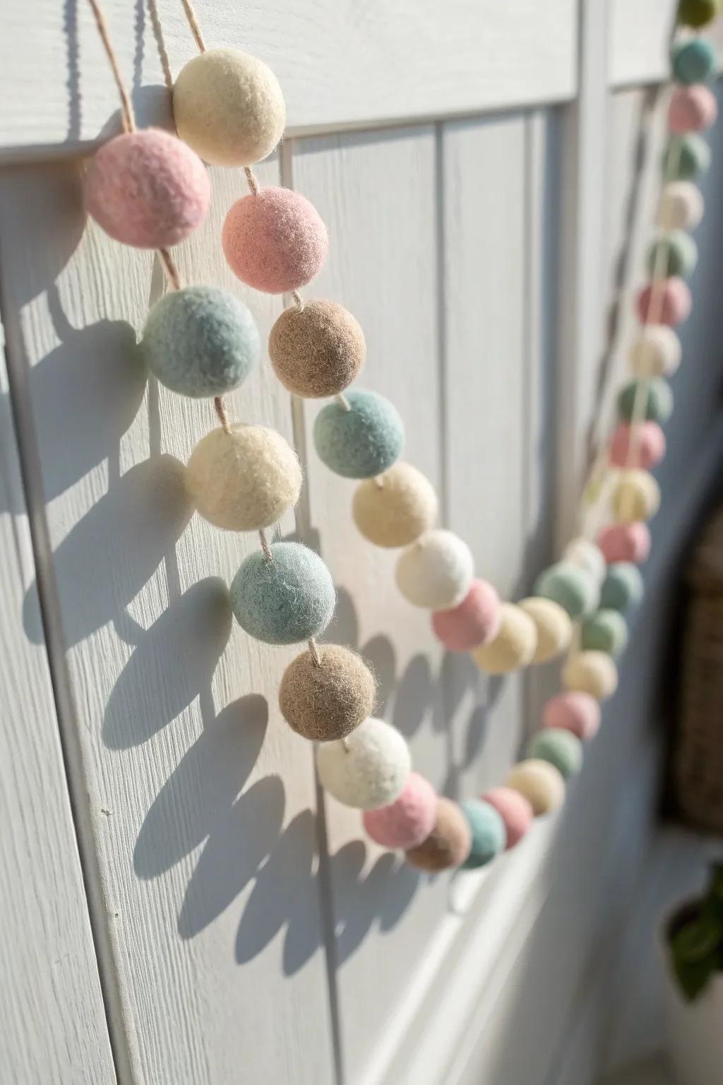 Add a pop of color and craftsmanship to your space with this charming felt ball garland.