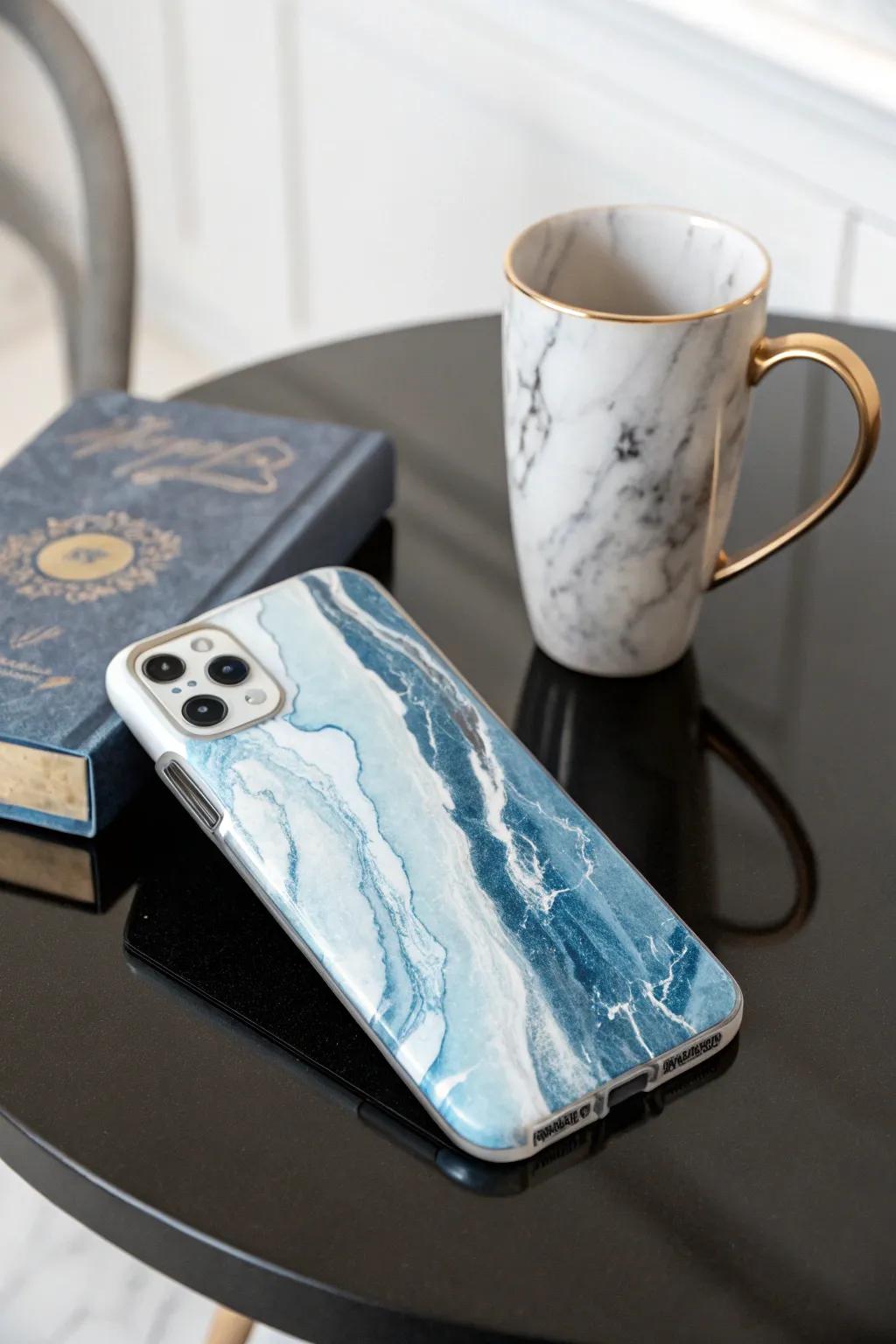 Get a chic look with a marble effect phone case.