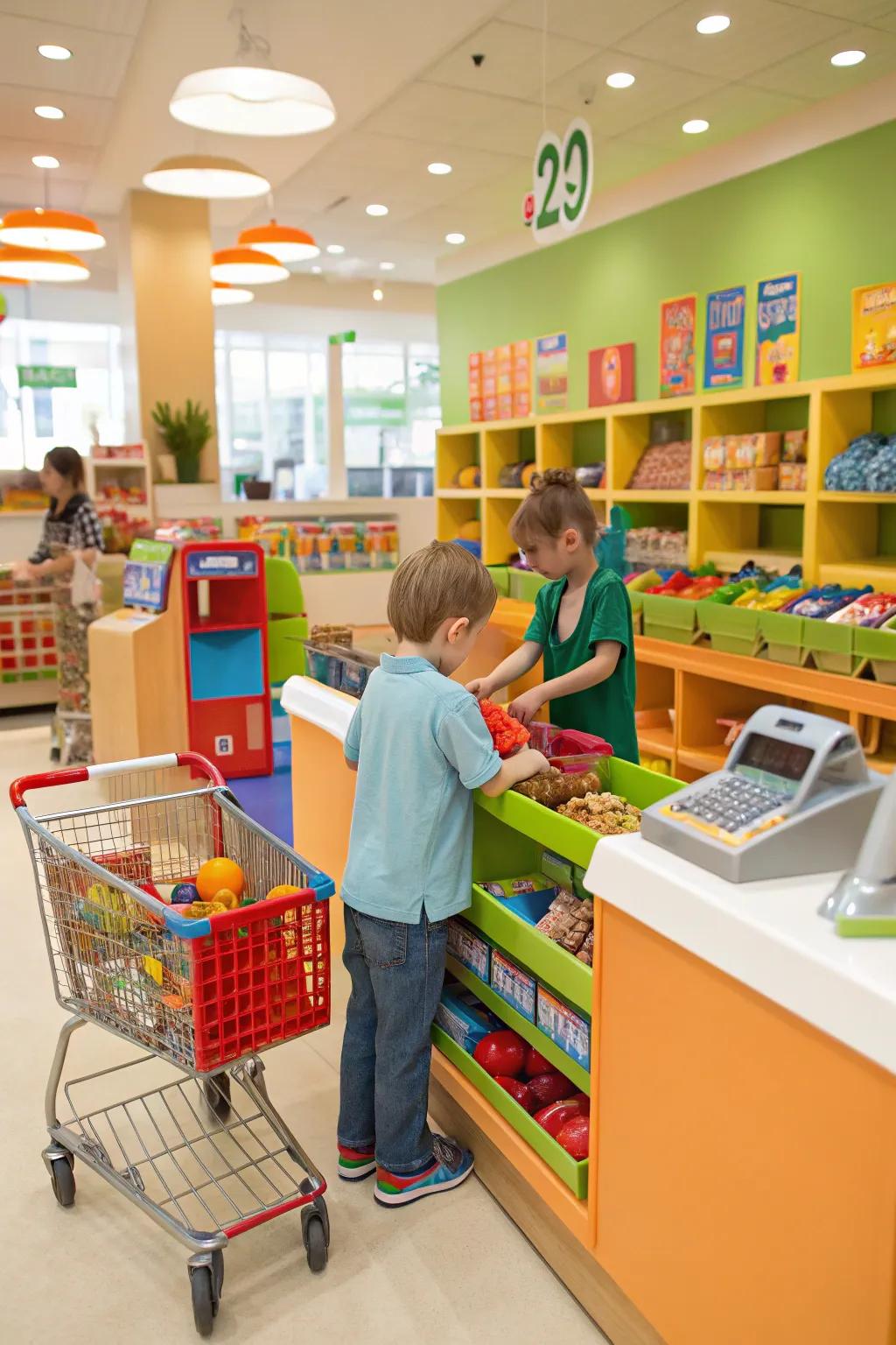 Shop for fun with a grocery store play center.