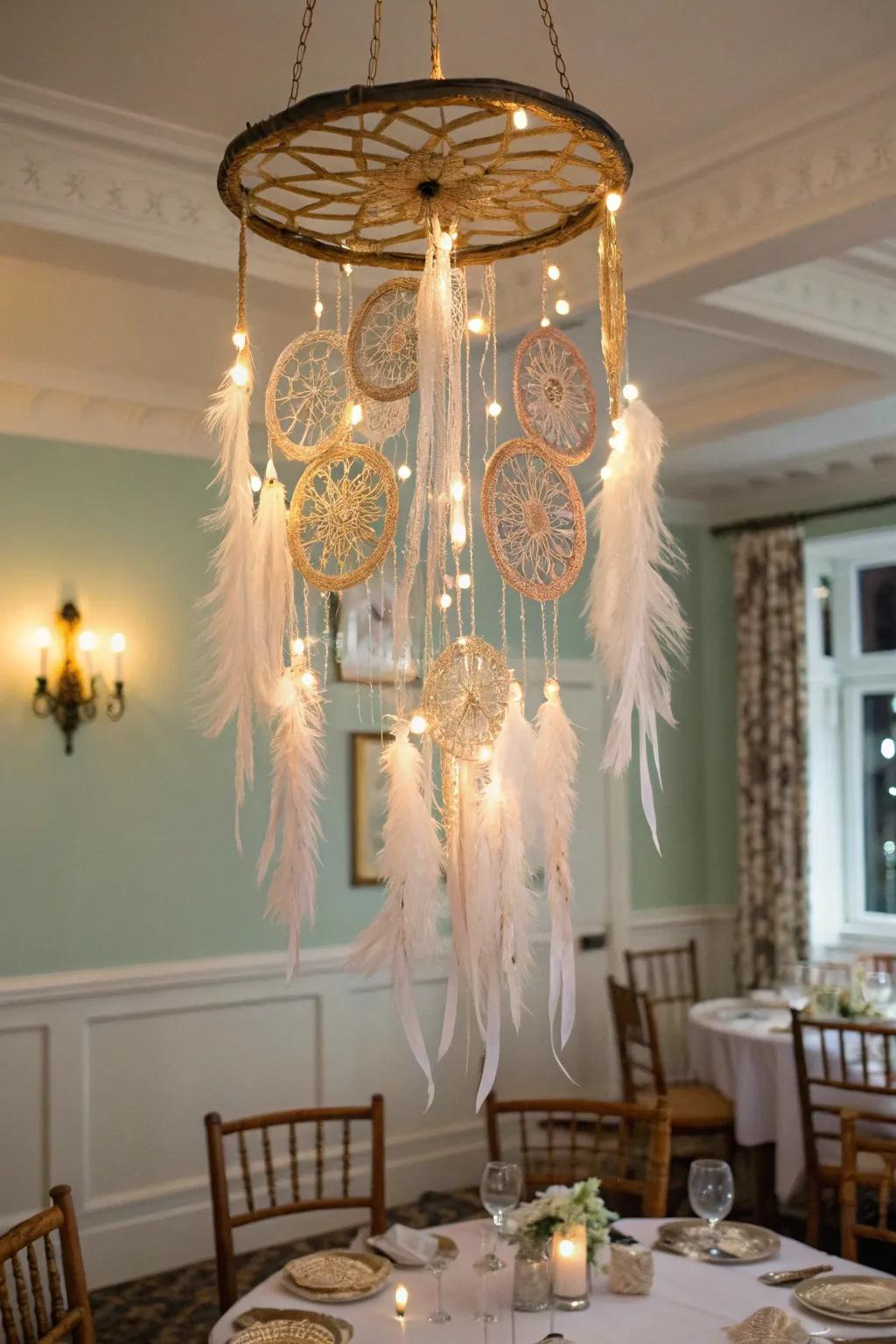 Illuminate your space with a magical dream catcher chandelier.