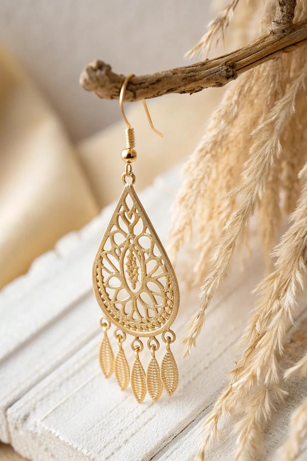 Embrace the elegance of dangle drama with these exquisite earrings.