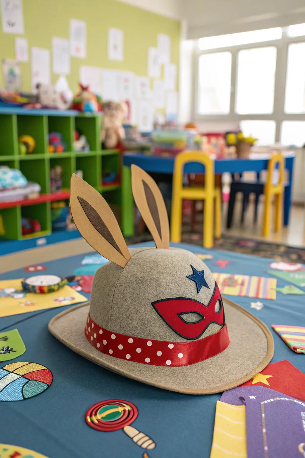 Combine fun and heroism with a superhero bunny hat.