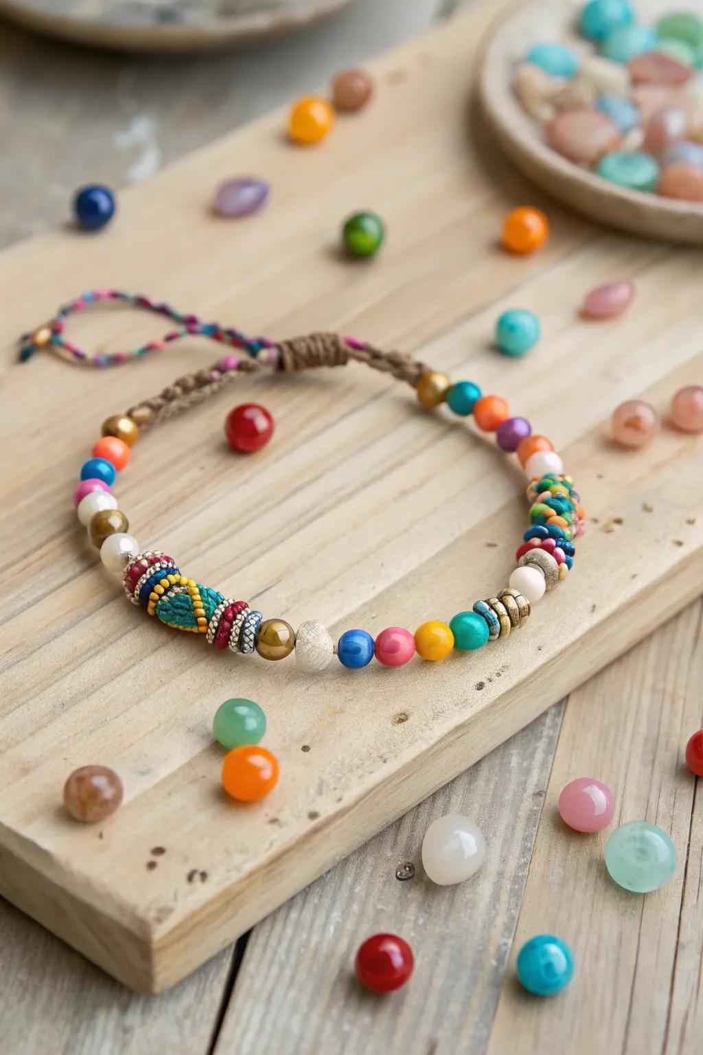 Transform your bracelet with the sparkle of beads.