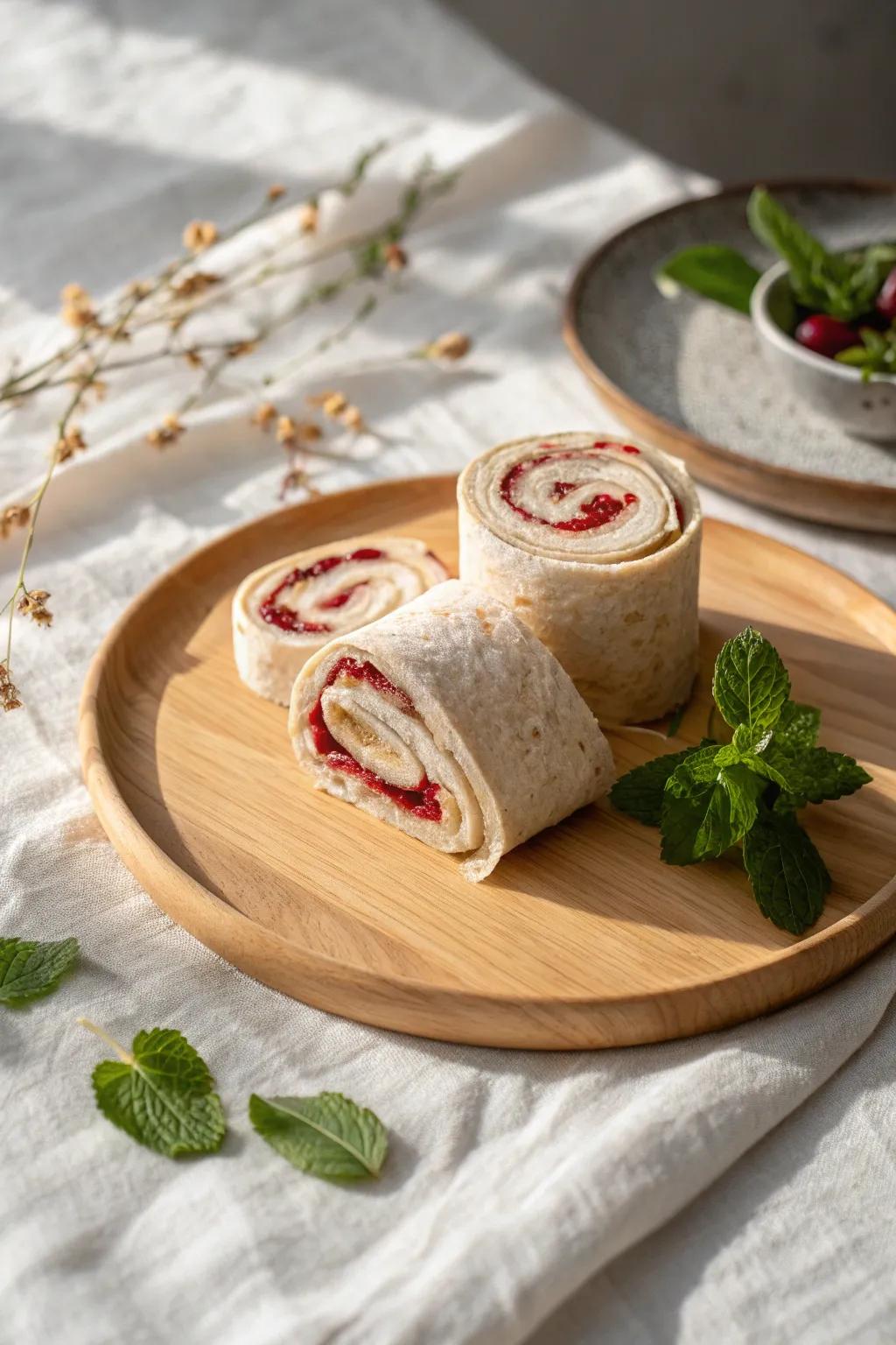 Delight in the simplicity of these sweet tortilla roll-ups — perfect for a touch of elegance at your next gathering.