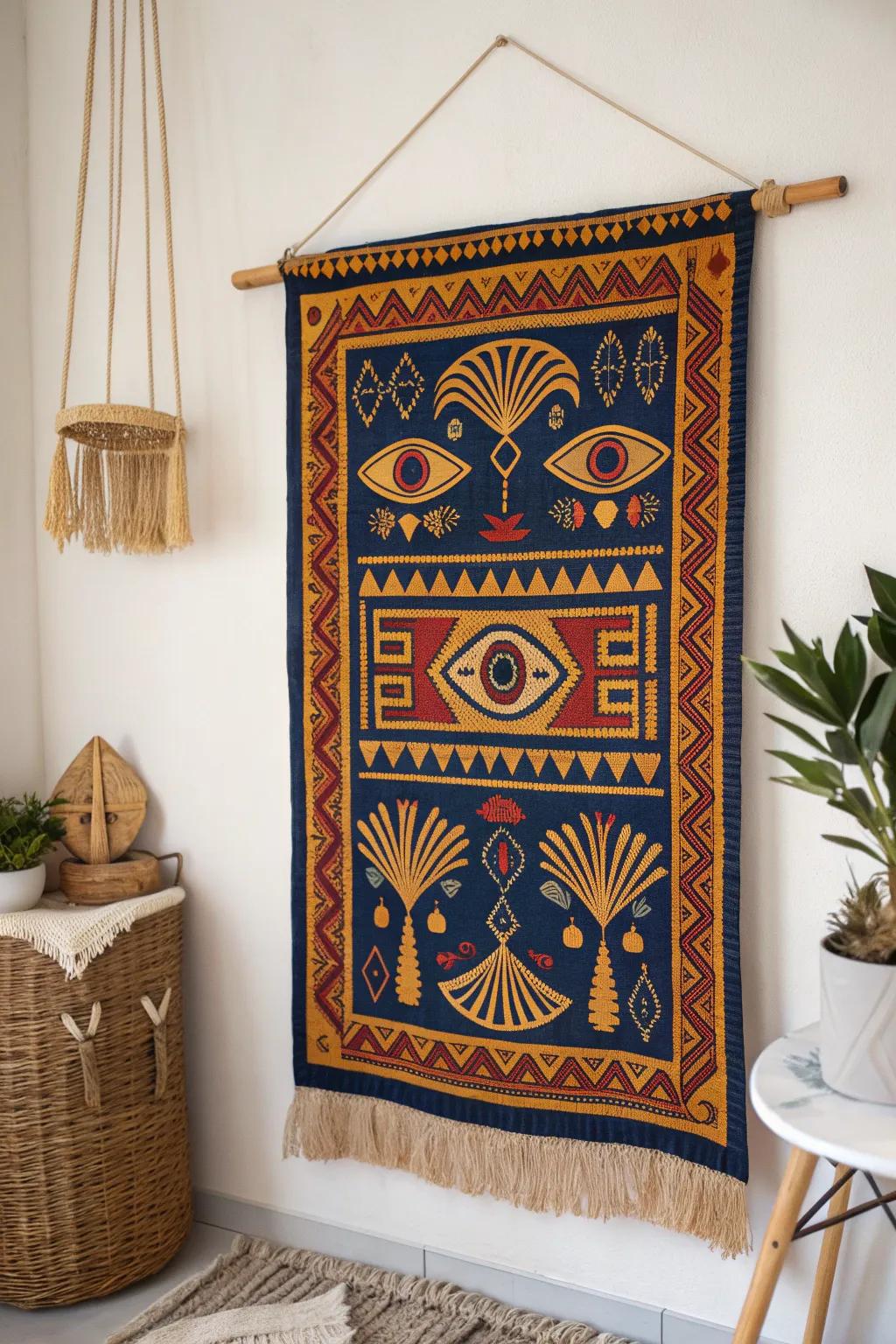 Add a touch of ancient elegance to your home with this stunning Egyptian-inspired tapestry. Perfect for those who love minimalism with a bohemian flair.