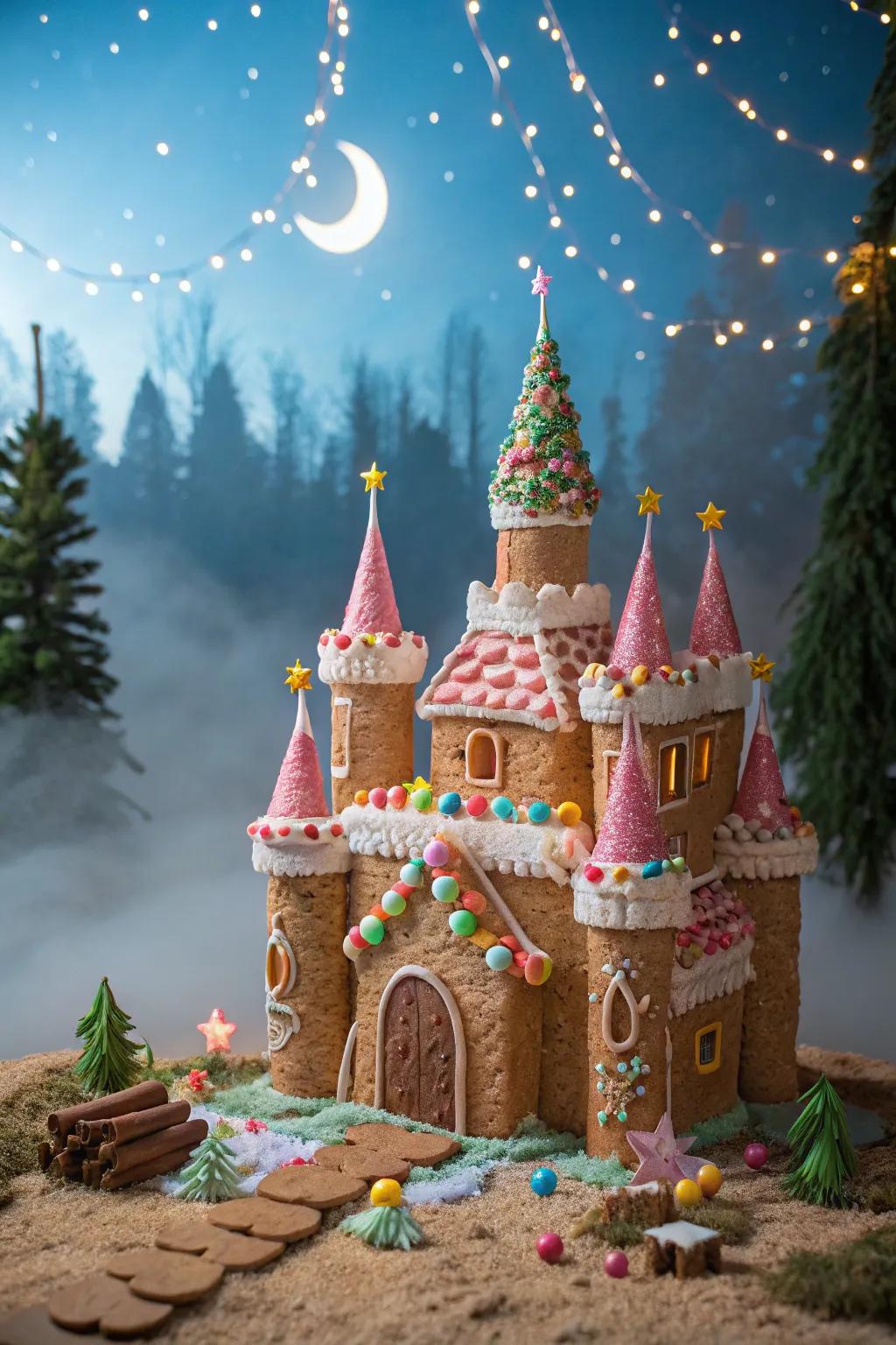 A majestic gingerbread castle fit for elves.