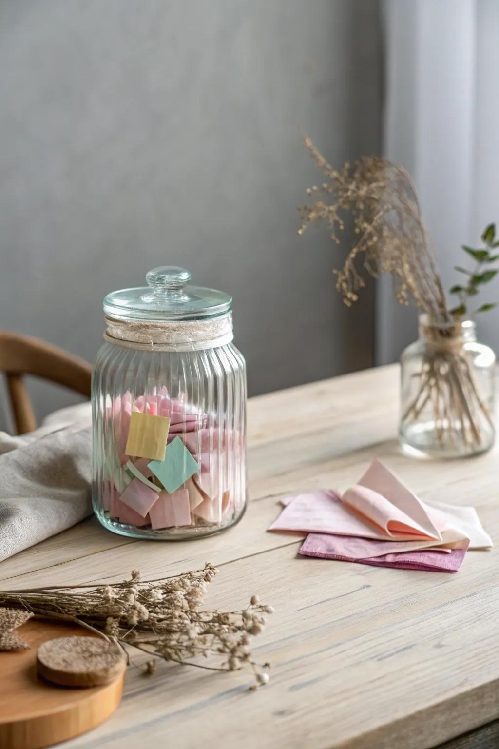 Capture your cherished moments in a Memory Lane jar, where simplicity meets heartfelt memories.