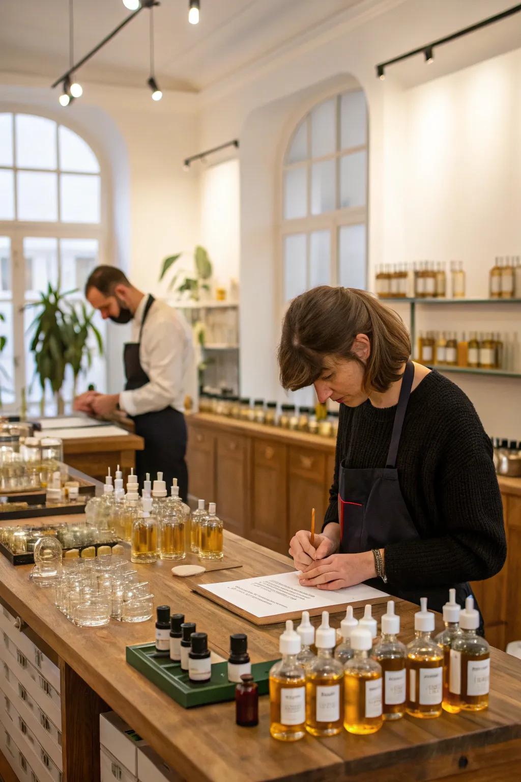 Craft a signature fragrance in a perfume-making workshop.