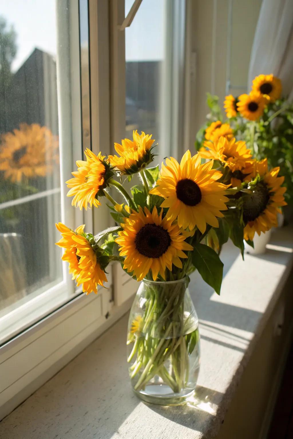 Sunflowers bring a burst of color to fall arrangements.