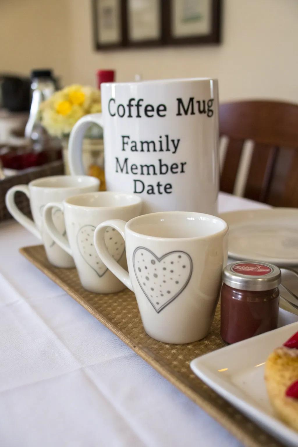 Personalized coffee mugs bring daily joy and family memories.