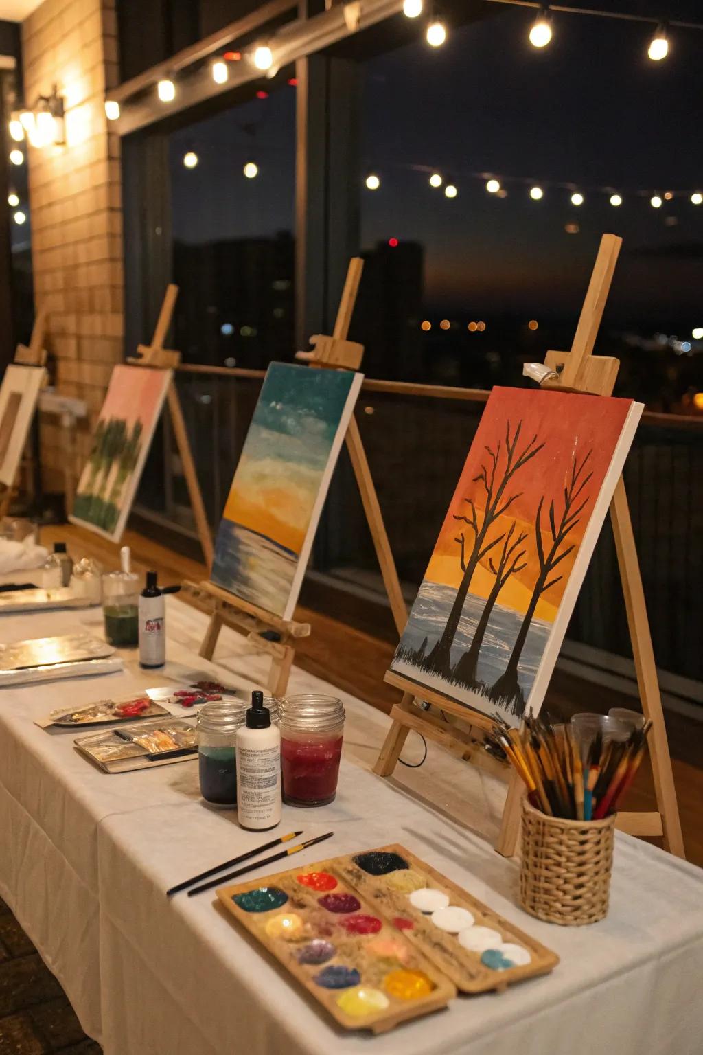 Unleash your creativity with an art and sip night for an artistic February birthday celebration.