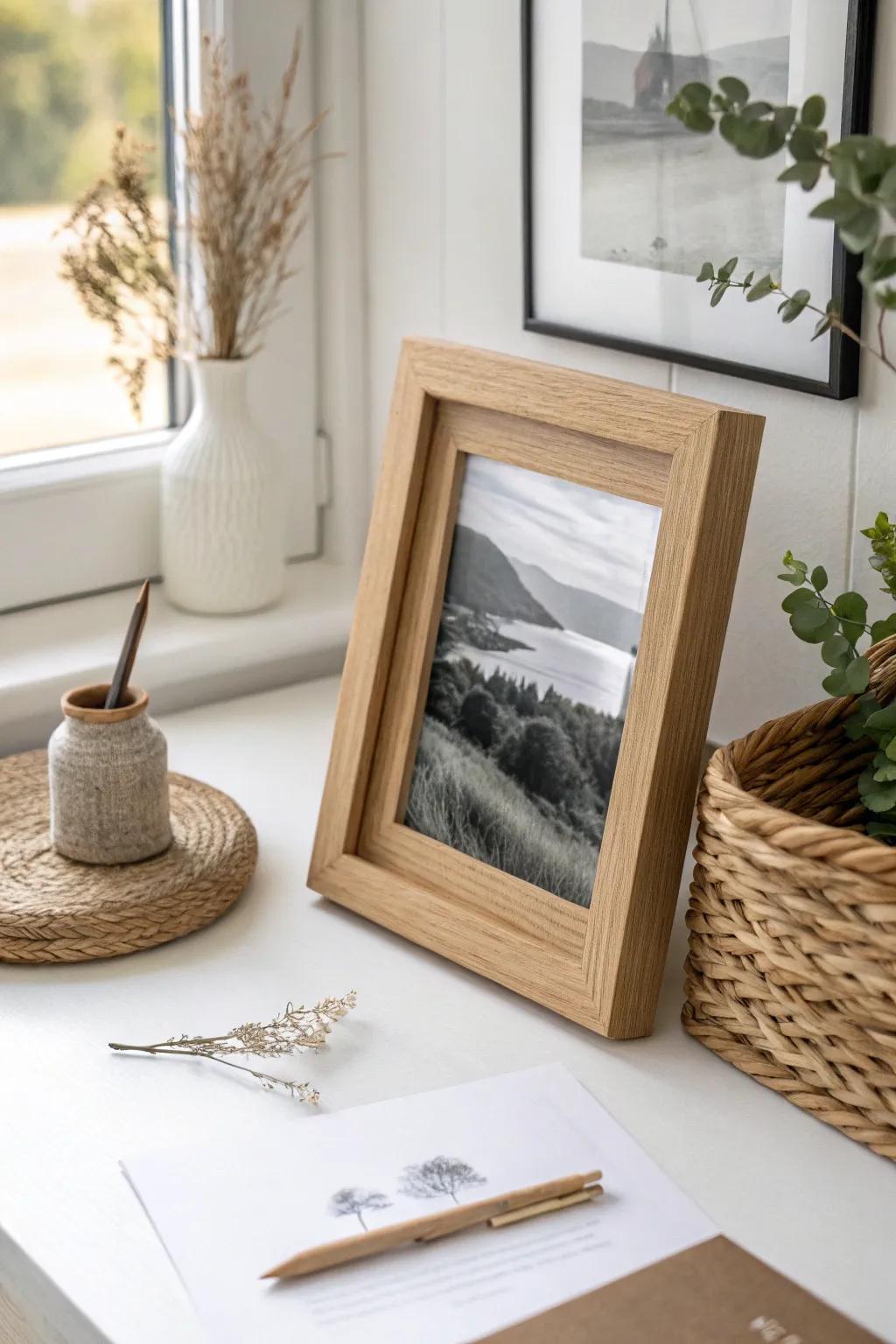 Add a touch of home to the classroom with this elegant photo frame, perfect for cherished memories.