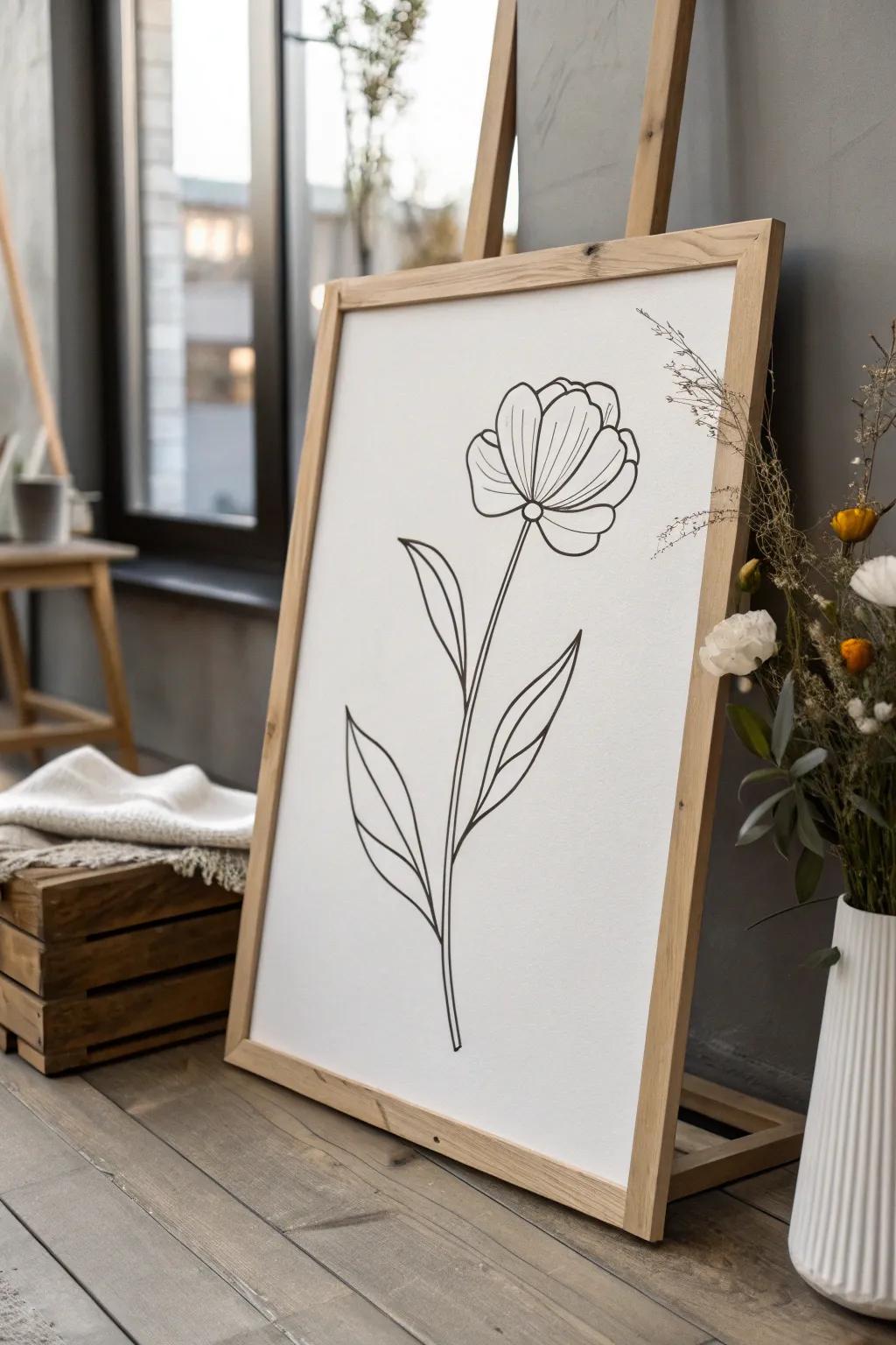 A single line flower drawing, showcasing simplicity and elegance.