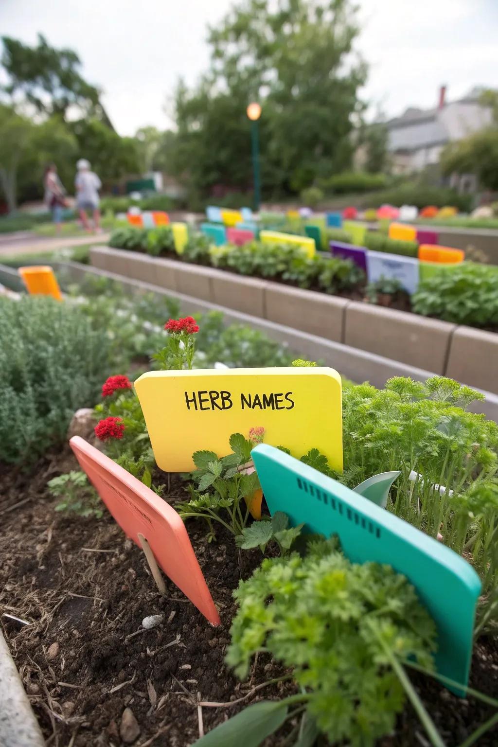 Practical and pretty foam paper plant markers for a colorful garden.