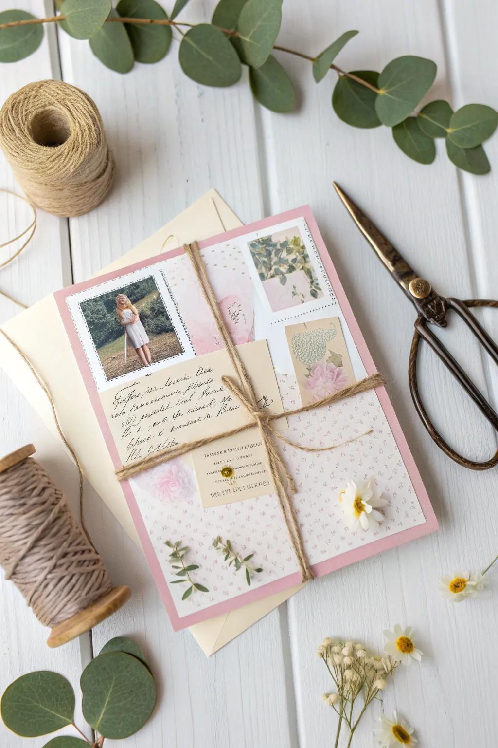 Craft your story on a card: A DIY collage bursting with memories and love.