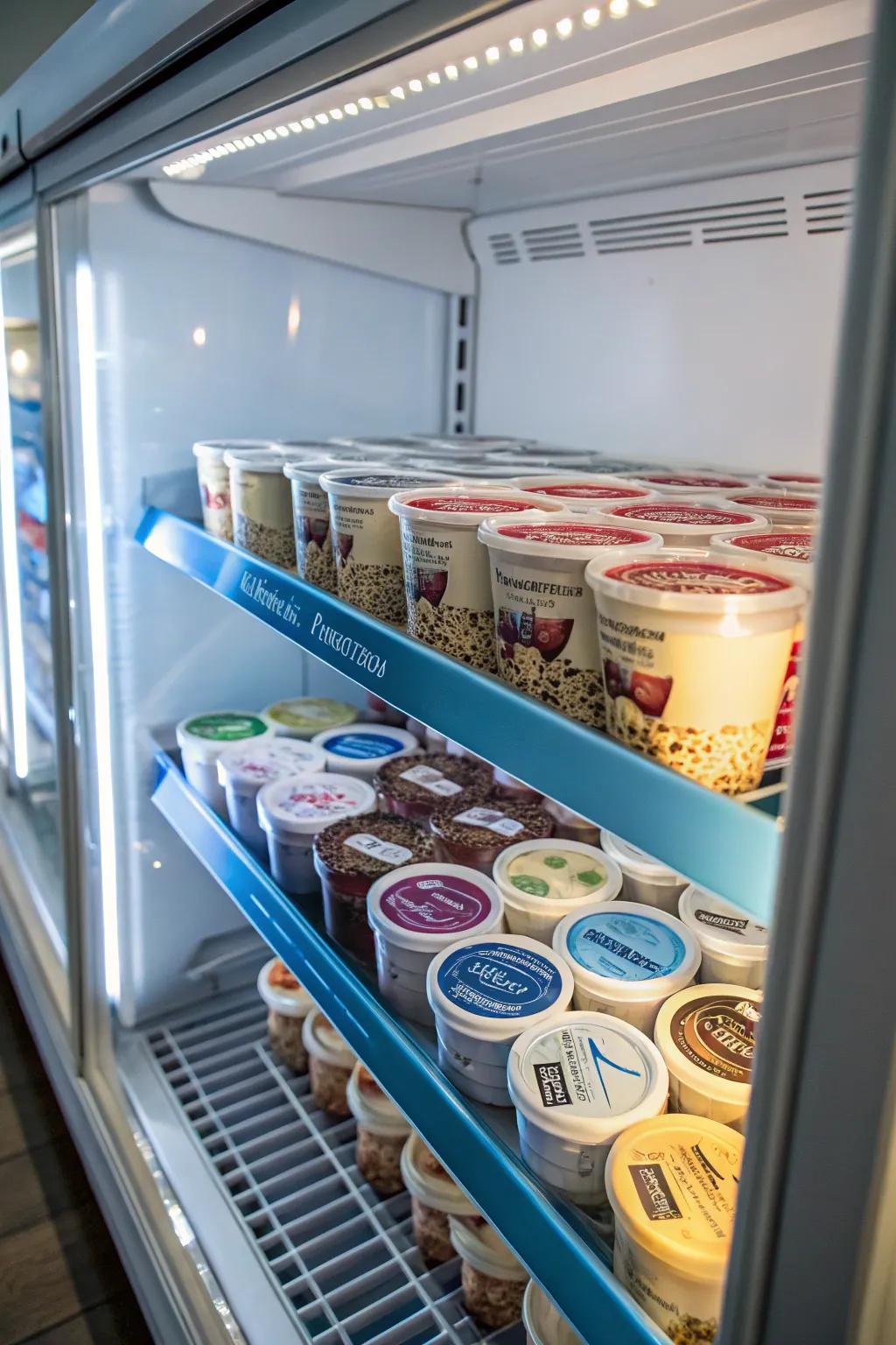 A dedicated zone keeps your ice cream safe and sound.