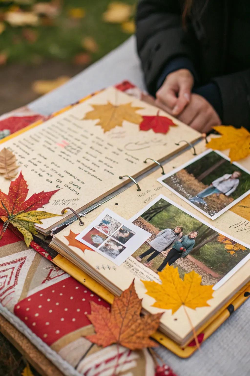 Cherish your fall memories with a personalized scrapbook.