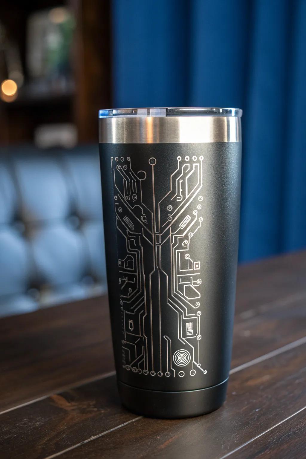 Sip in Style: Elevate your beverage game with this tech-inspired tumbler, perfect for the modern gamer.