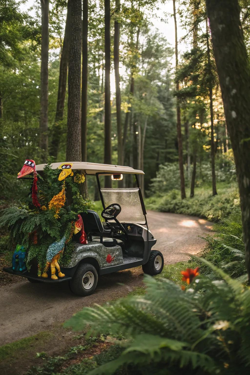 Step into the Jurassic era with your golf cart this Halloween.