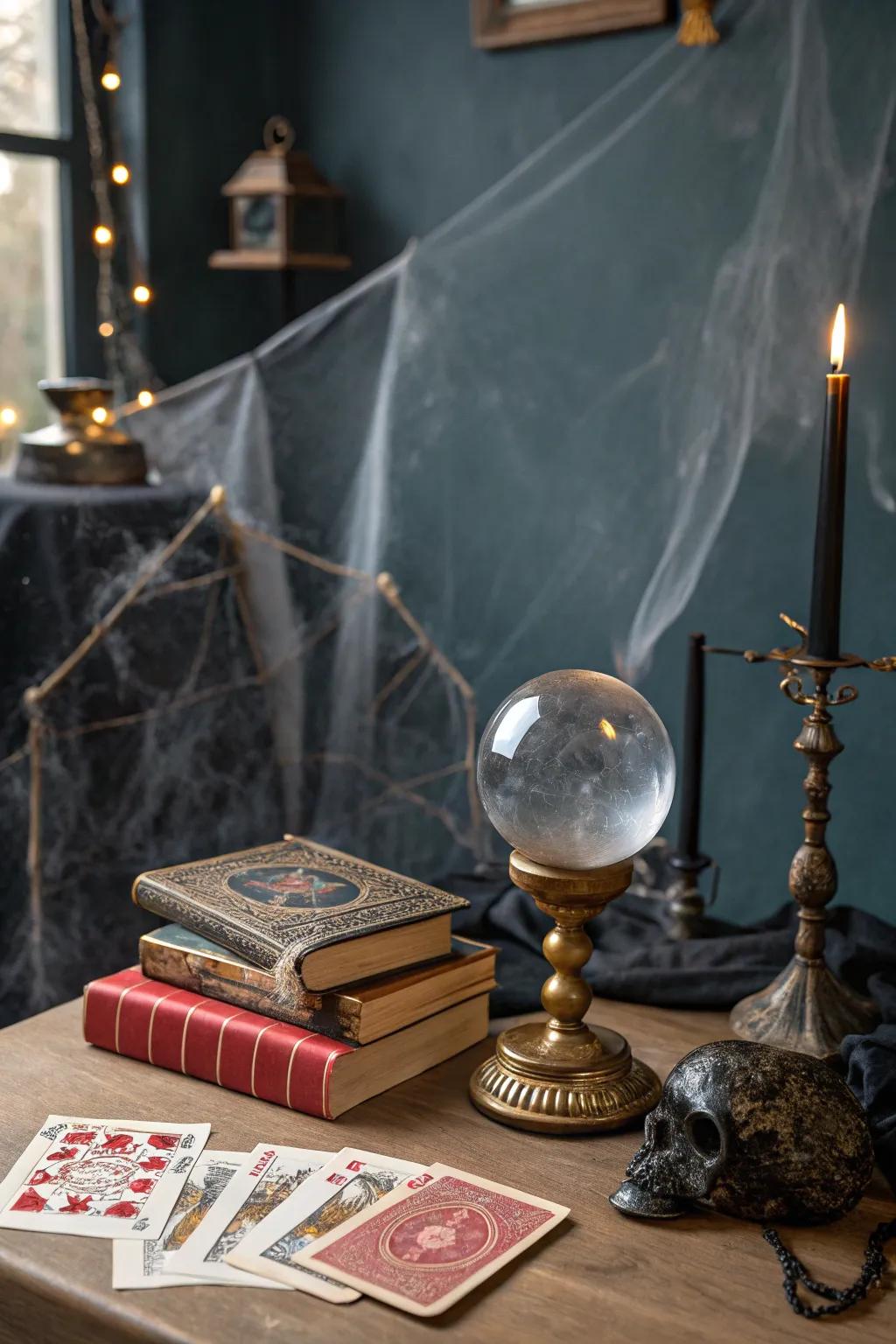 A mystical fortune-telling setup for a magical Halloween.