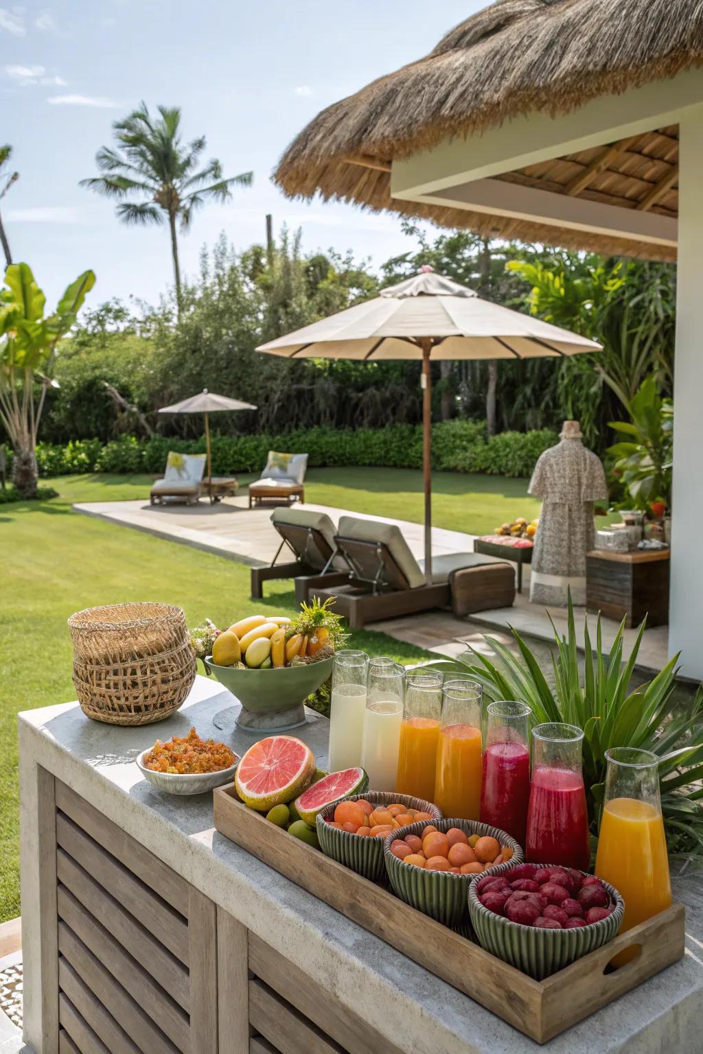 Refresh your guests with a vibrant tropical juice bar.