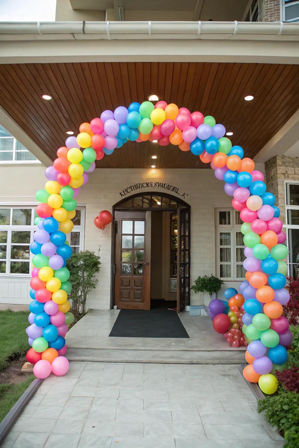 A grand helium balloon archway for a stunning entrance.