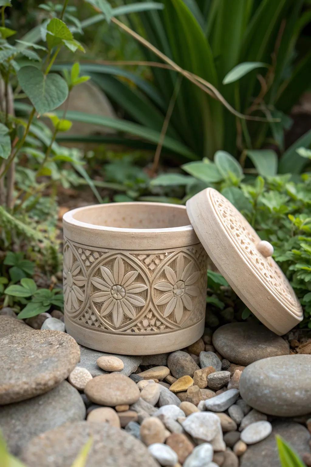 Discover the art of hiding: A handcrafted secret keeper for your garden.