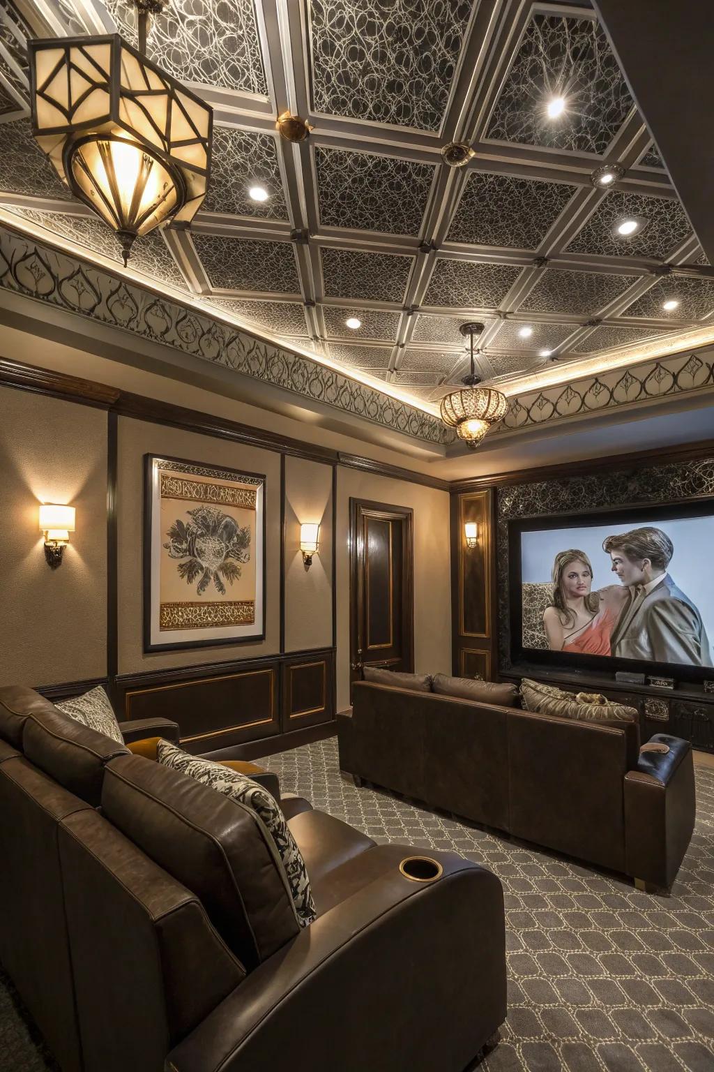 Art Deco ceilings offer vintage glamor and timeless appeal.