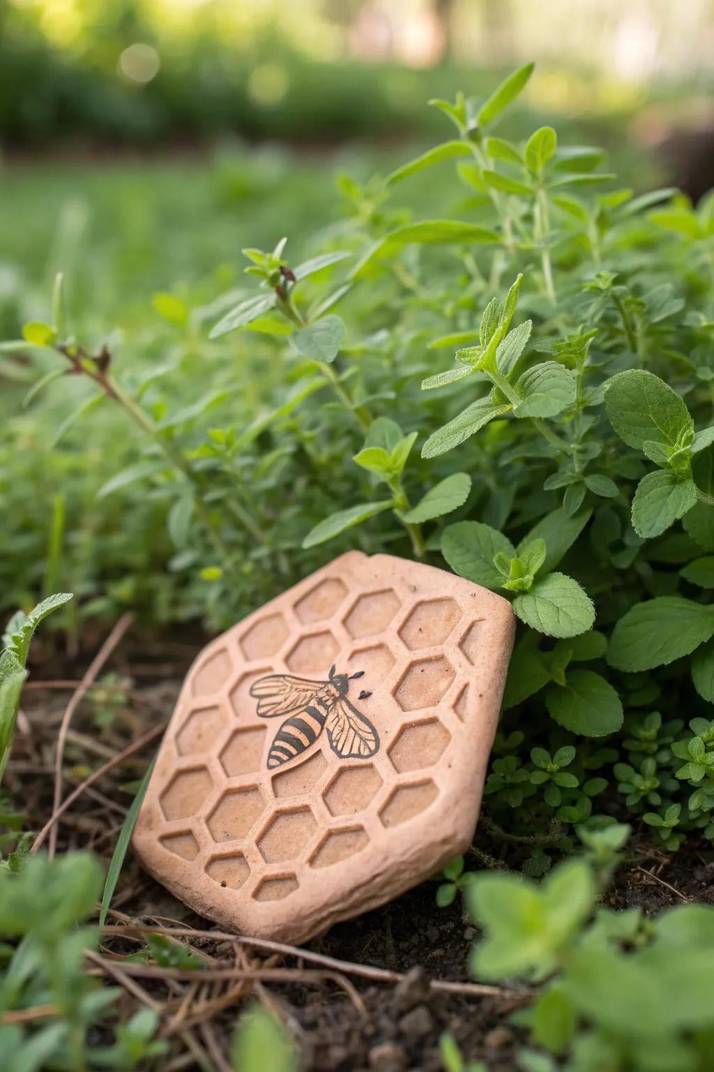 Add a touch of handcrafted elegance to your garden with these charming honeycomb clay markers.