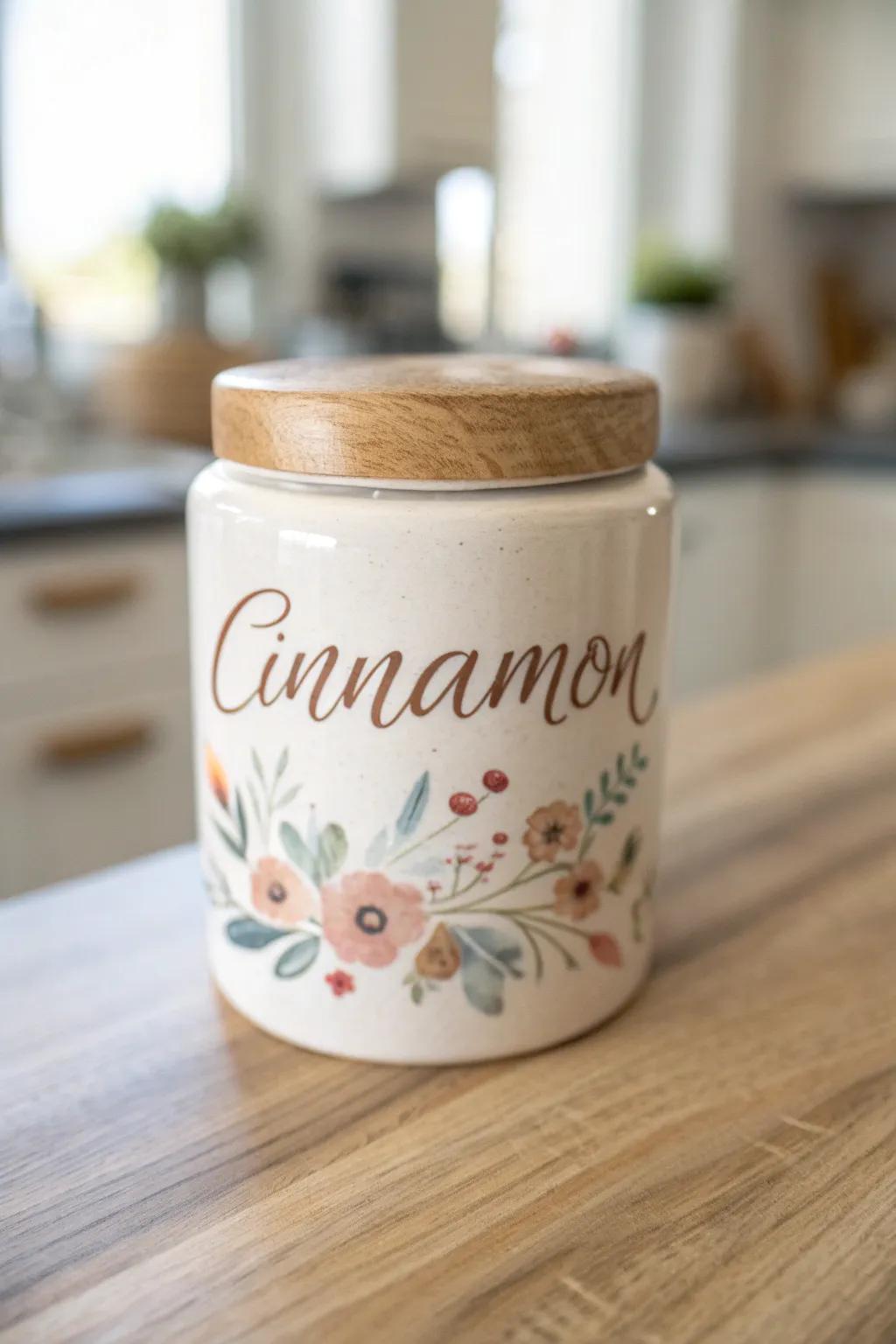 Transform your kitchen with artistic, hand-painted spice jar labels that celebrate simplicity and natural beauty.