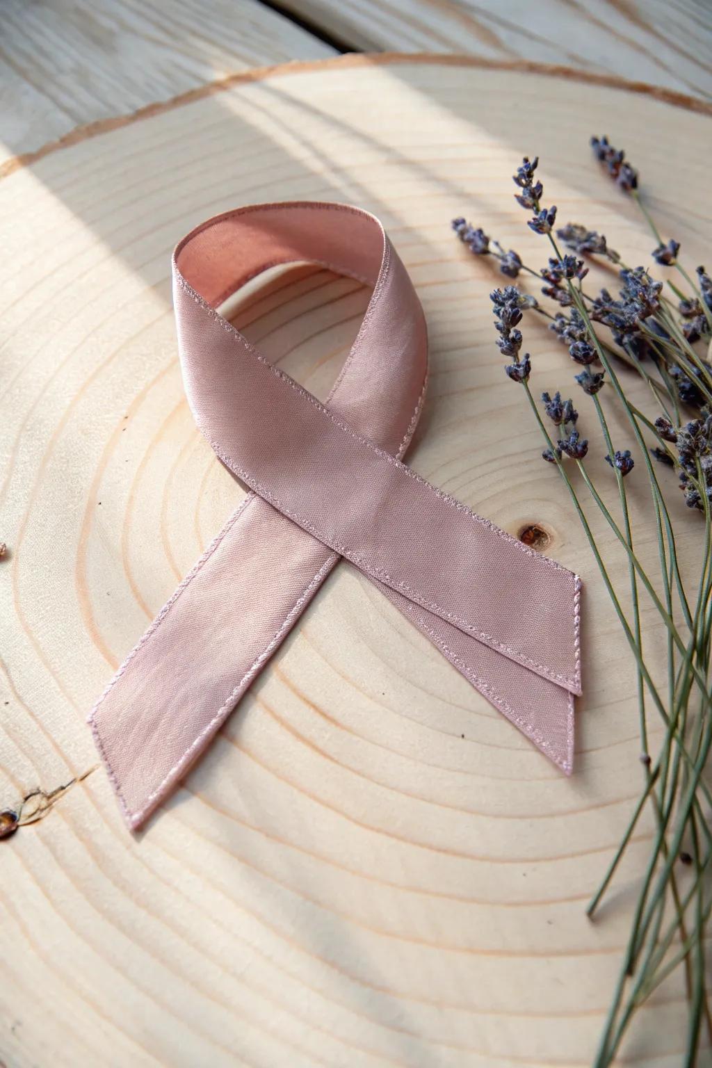 Craft your support: A beautiful awareness ribbon bow with a minimalist touch.