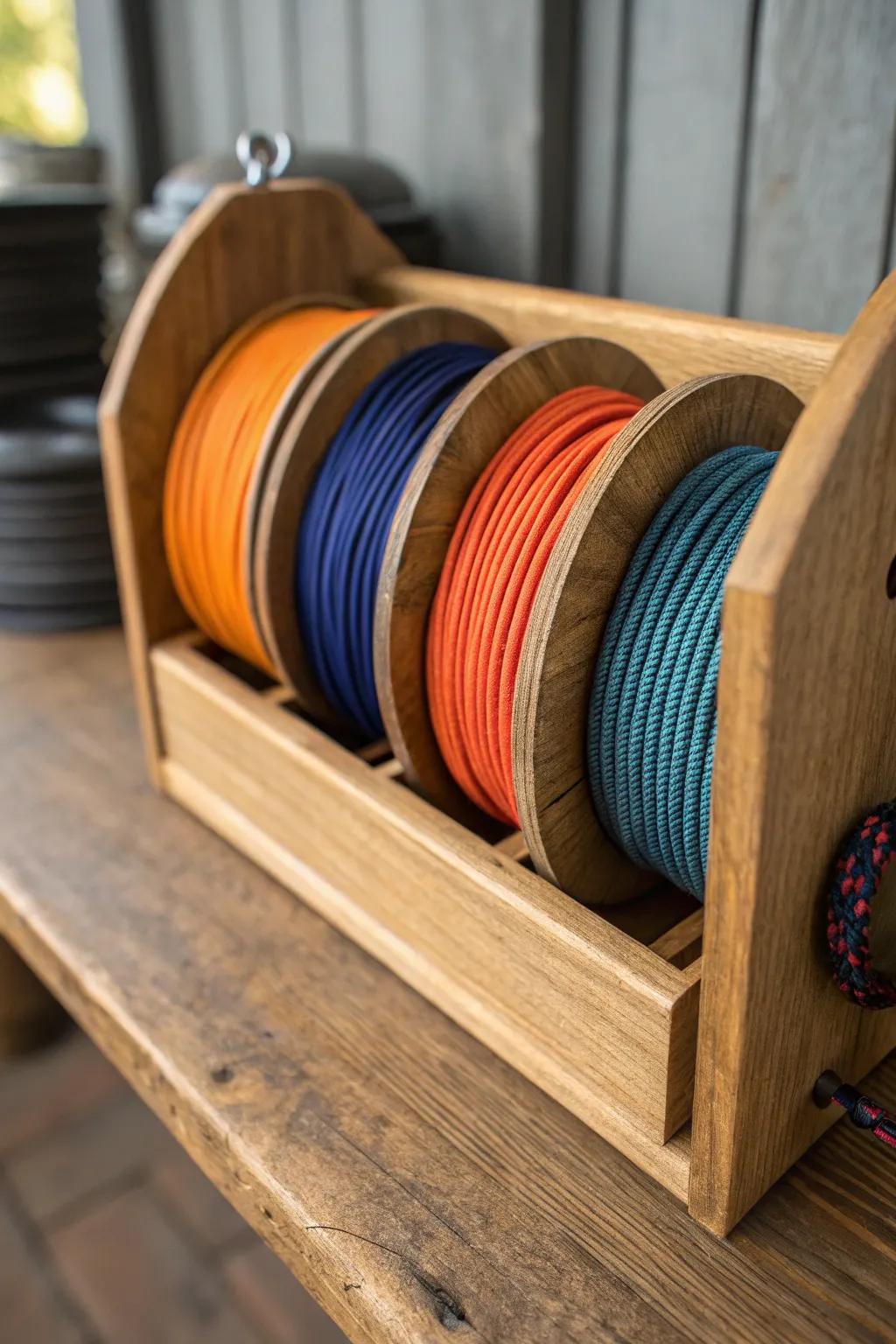 Craftsmanship meets organization: Store your paracord in style.