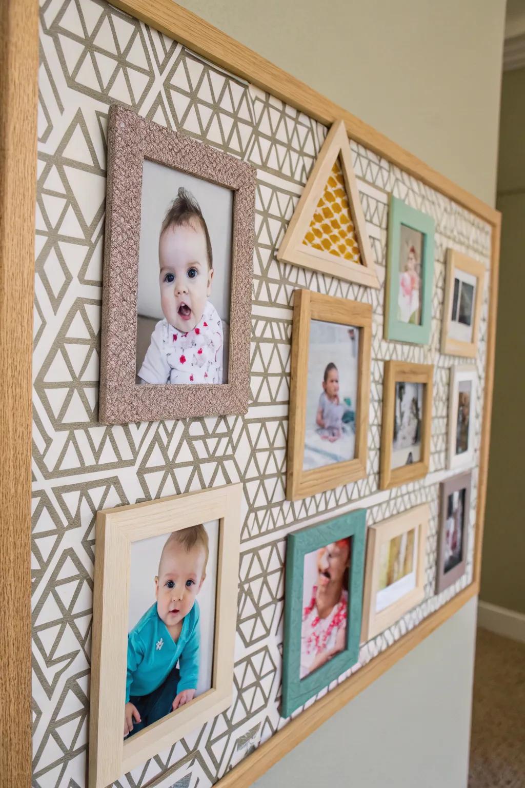 Geometric patterns add a dynamic touch to your display.